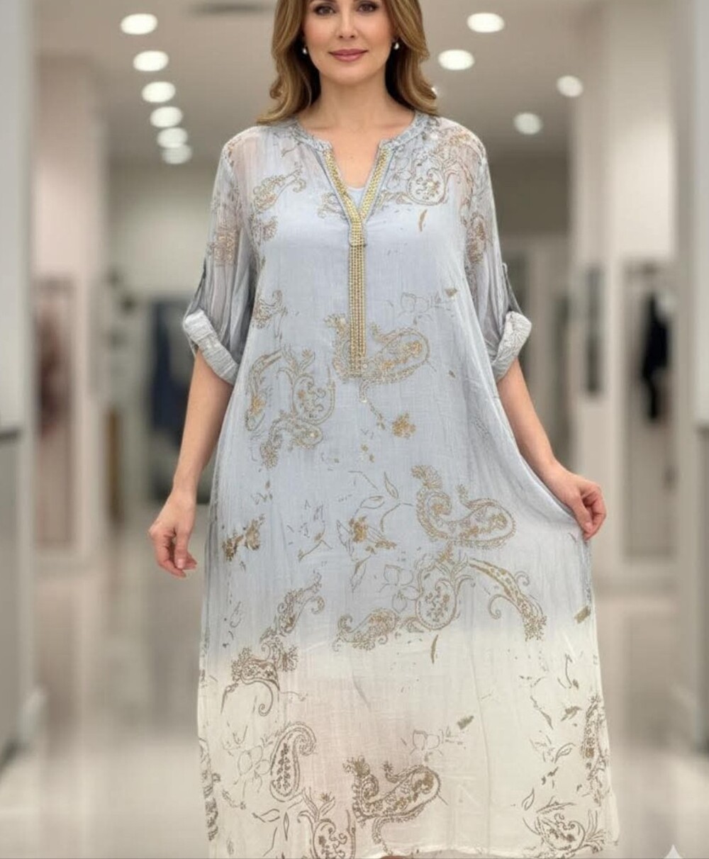 Dolma resortwear Samira Kaftan Paisley Cotton Dress S/M